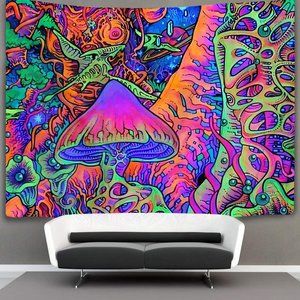 Trippy Mushroom Tapestry